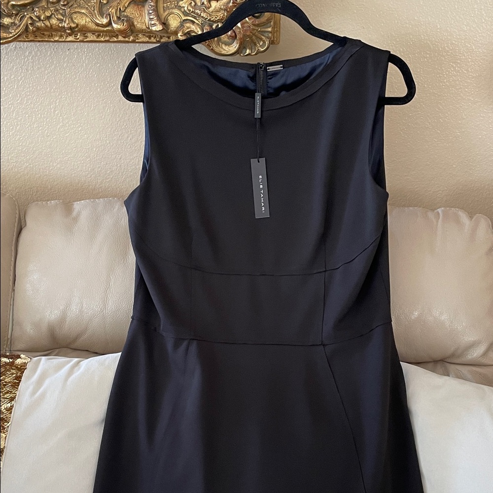 Elie Tahari Classic Black Sleeveless Midi Dress